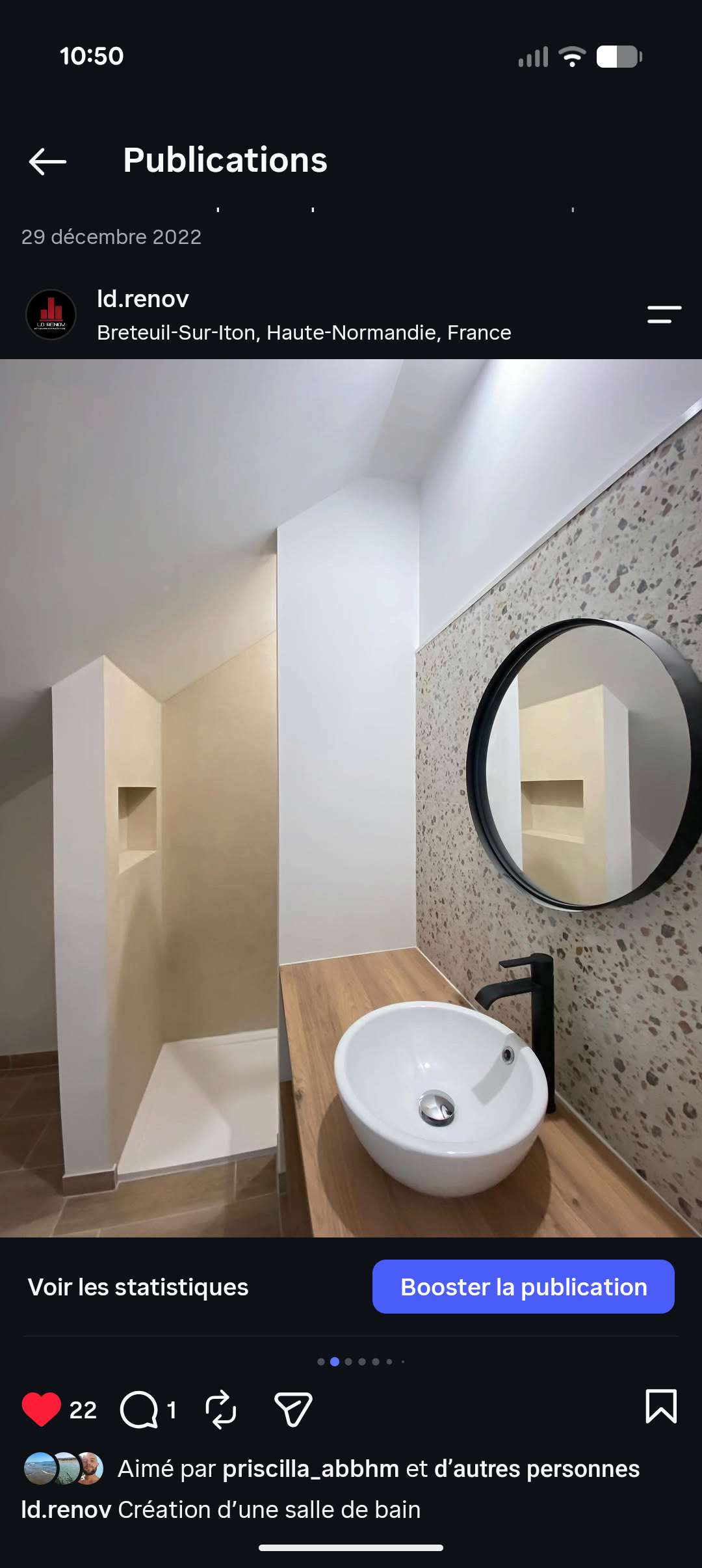 Salle de bain sous pente avant rénovation